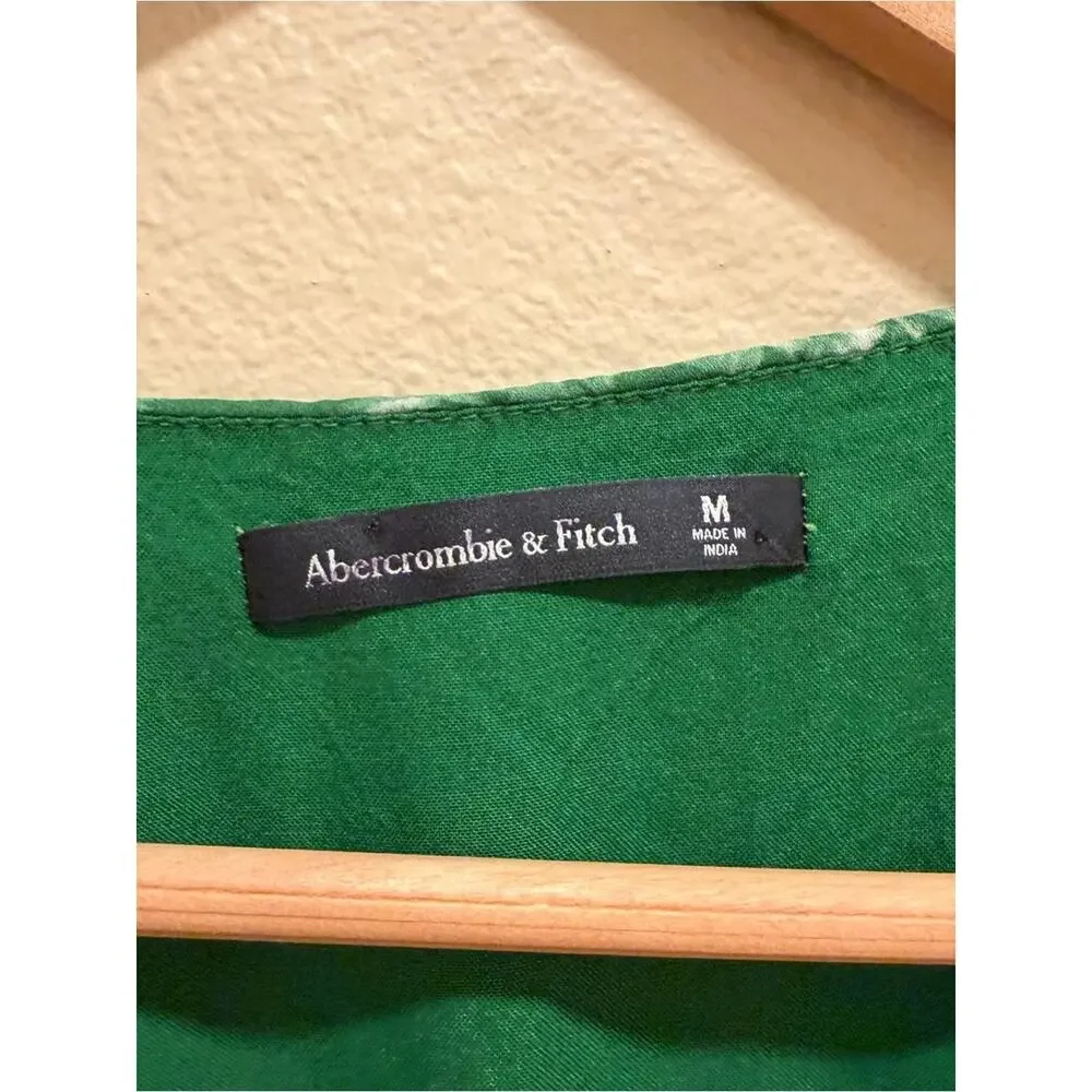 Abercrombie Green Floral V-Neck Tiered Maxi Dress Medium